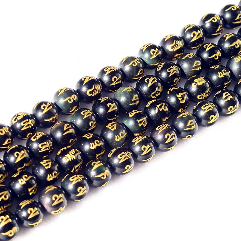 Set 30/50/100 Hạt Xâu Chuỗi Màu Đen Hình Rồng Trung Hoa 8/10/12/14mm Làm Trang Sức DIY