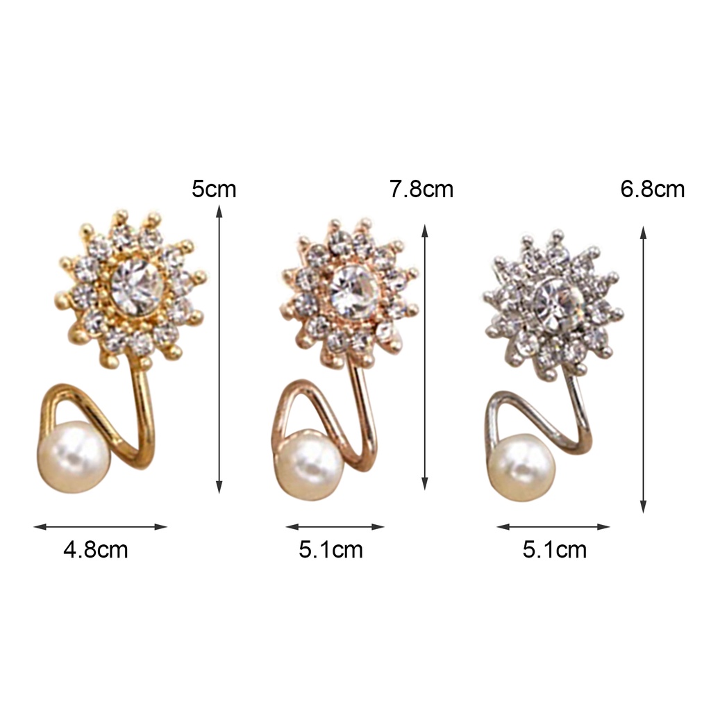 Khuyên tai hình hoa tuyết đính đá và ngọc trai giả xinh xắn dành cho nữ