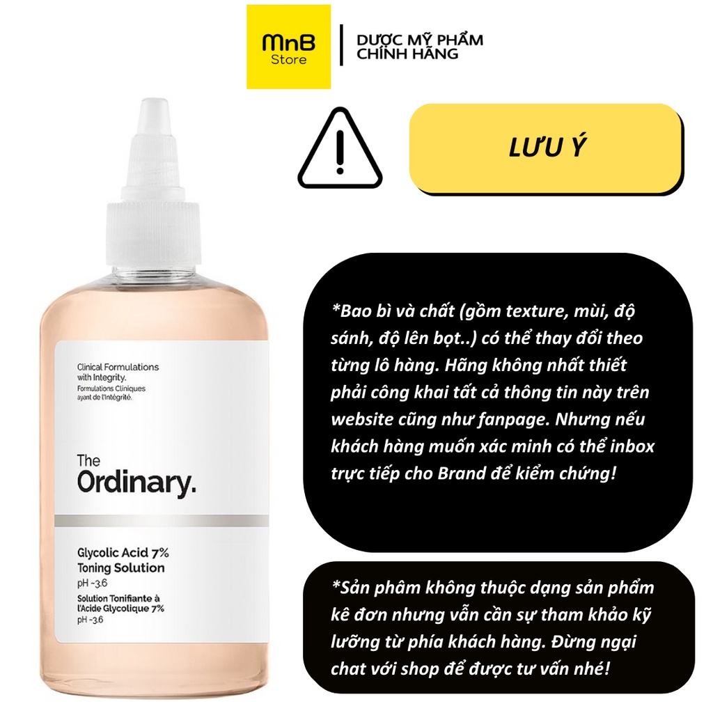 Toner The Ordinary Glycolic Acid 7% Toning Solution tẩy tế bào chết dịu nhẹ 240ml