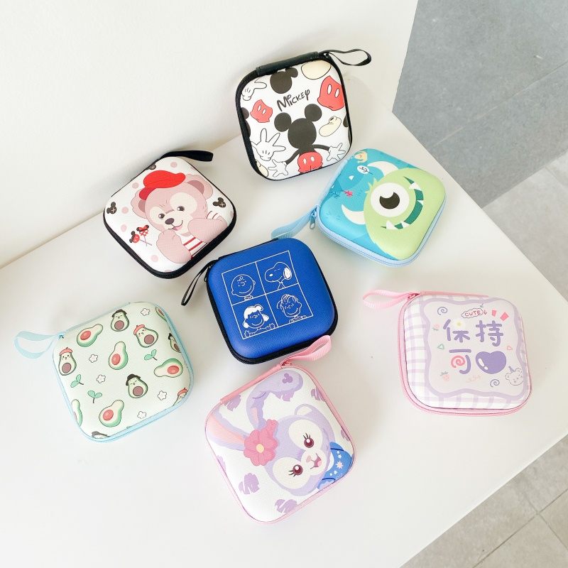 Túi Vuông 9.5X9.5Cm Đựng Tiền Xu Son Môi/Dây Cáp Sạc/Đồng Hồ Nhiều Màu Họa Tiết Hoạt Hình