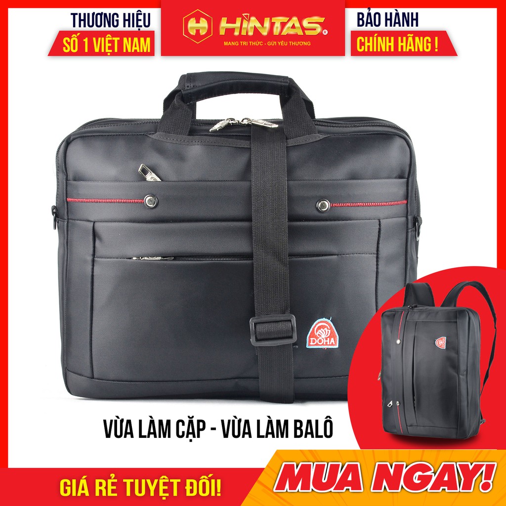 Cặp Đa Năng HINTAS (CĐN 204) Loại Lớn Đi Học Đi Làm nam nữ Cao Cấp Giá Rẻ - Ngăn đựng Laptop 15.6''- 3 In 1