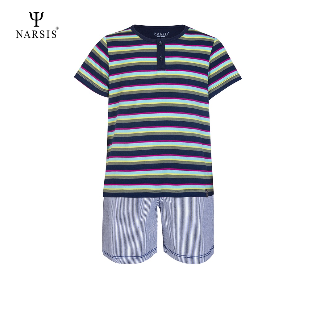 Đồ bộ bé trai mùa hè Narsis KE20911 áo Cotton quần chất kaki hàng thiết kế chính hãng