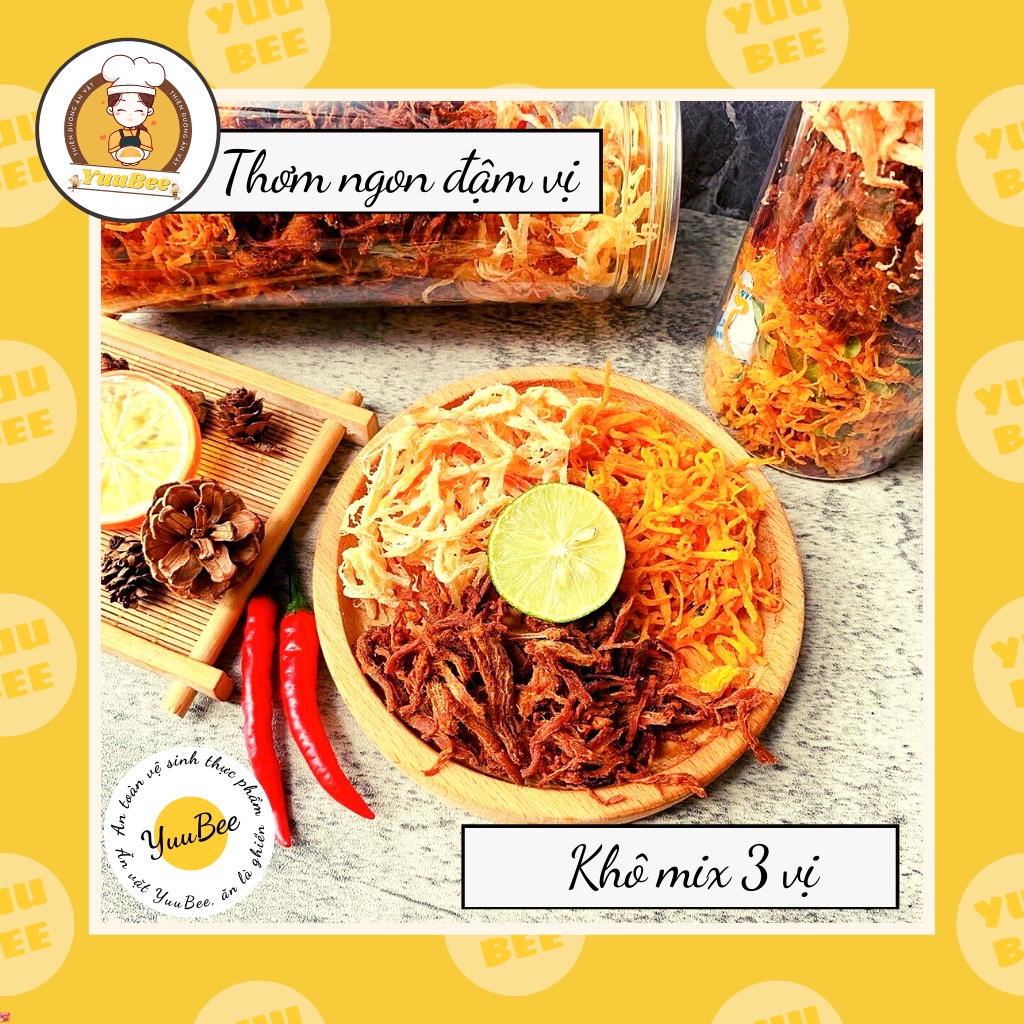 Khô mix 3 vị  thơm ngon 300G YUUBEE - Đồ ăn vặt Việt Nam