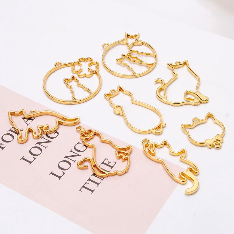 9 Khuôn kim loại làm trang sức từ nhựa resin kiểu dáng mèo con