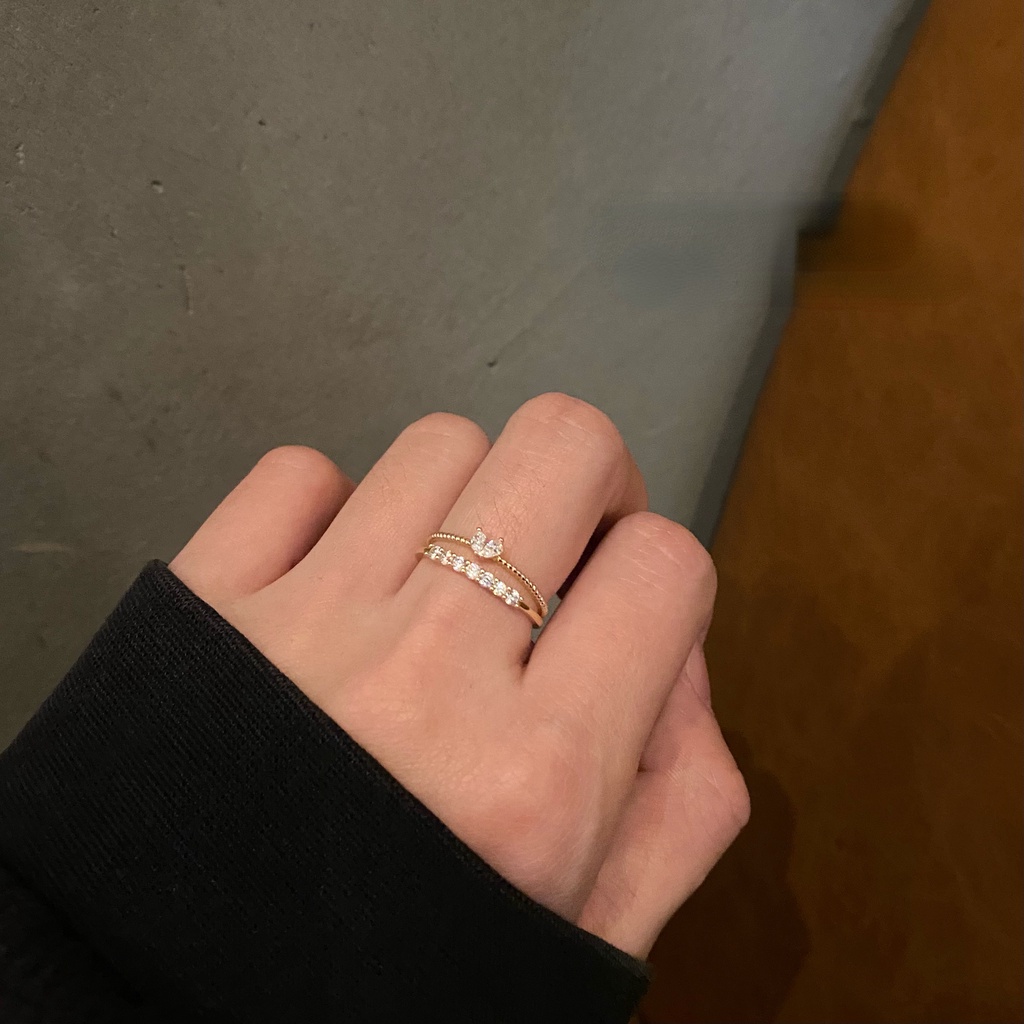 Nhẫn Hở Đính Đá Zircon Hình Trái Tim Dễ Thương Phong Cách Hàn Quốc Dành Cho Nữ