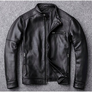 Áo da bò racer cao cấp màu đen - da bò thật 100%