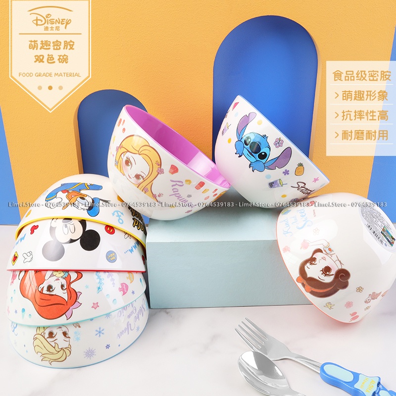 Chén ăn tô nhựa melamine tròn Frozen Elsa Mickey Princess Car Disney cho trẻ em bé trai gái