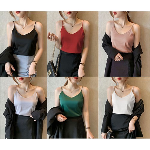 Áo Hai Dây Lụa Cao Cấp Đẹp Sang Chảnh,Áo 2 Dây Nữ Mặc trong Vest Mới 2022