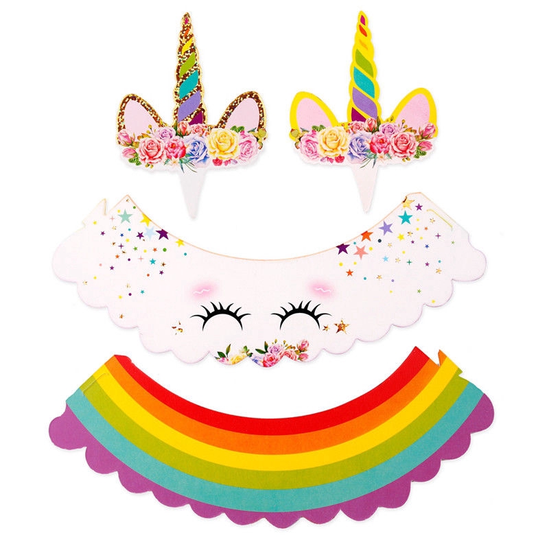 Set 24 phụ kiện trang trí bánh cupcake hình cầu vồng