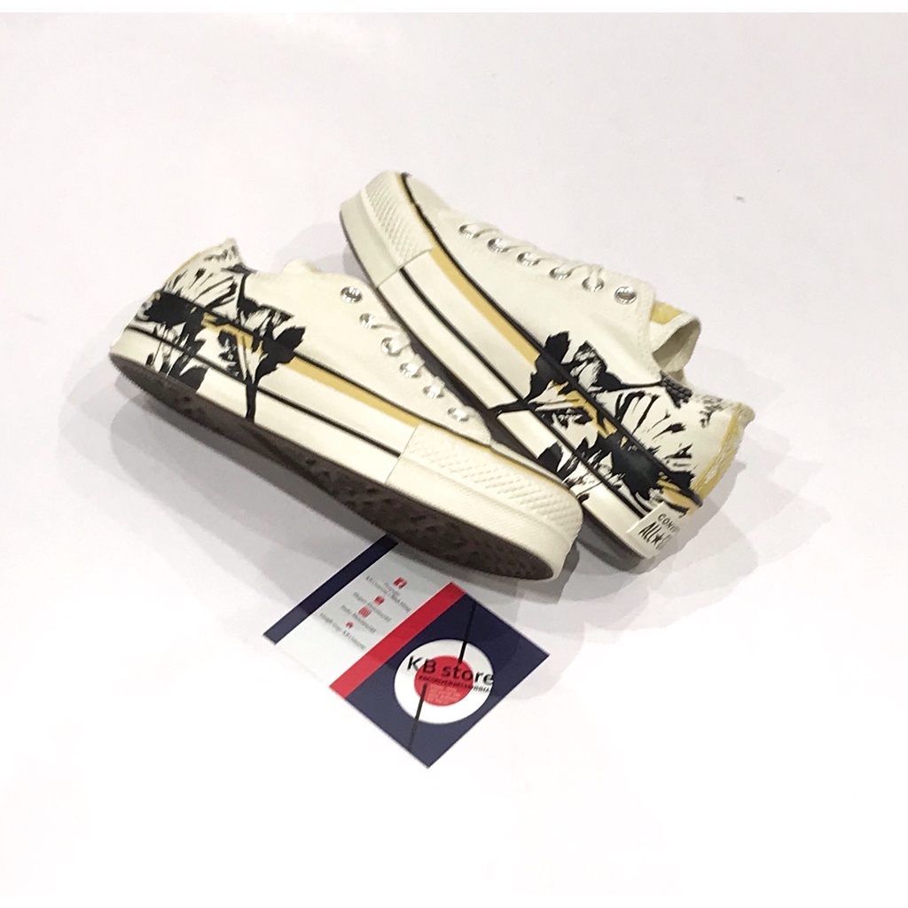 Giày Converse trắng cổ thấp hoạ tiết đế dày chính hãng