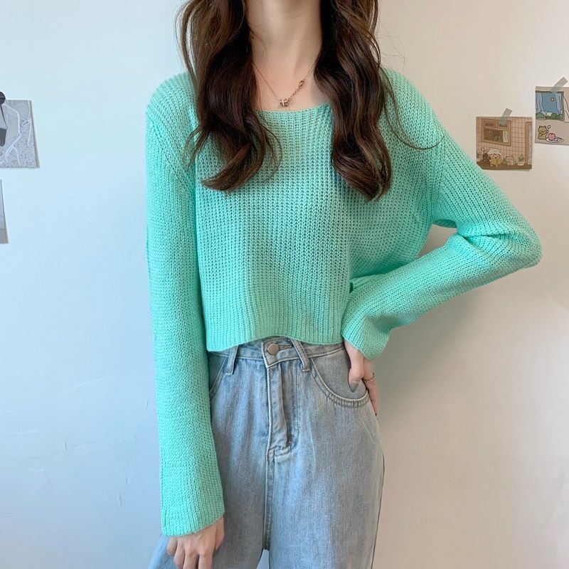 Áo Dệt Kim Tay Dài Cổ Tròn Dáng Rộng Thời Trang Hàn Quốc 2022