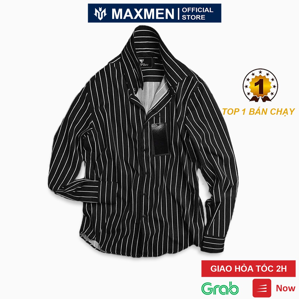 Áo sơ mi nam dài tay sọc trắng đe cao cấp Vesca form rộng siêu đẹp chất vải không nhăn không xù K2