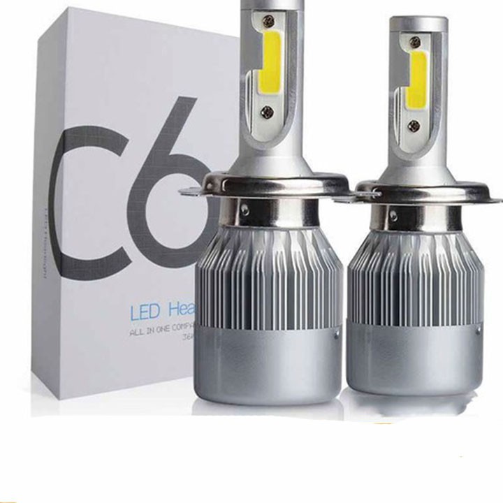 Bộ 2 đèn led C6 siêu sáng cho ô tô xe máy, tản nhiệt nhôm chân H4 3800LM 36W