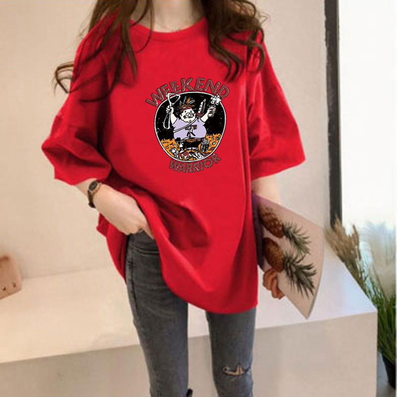 NRVP Áo thun ngắn tay dáng rộng họa tiết hoạt hình cho nữ