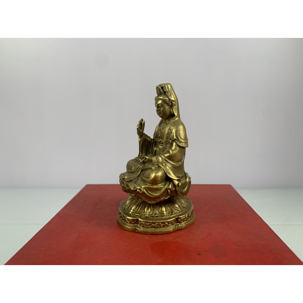Phật Bà Quan Âm  bằng đồng đẹp Nadoto Tượng Phật  Quan Âm  mạ vàng để bàn làm việc và để taplo ô tô: