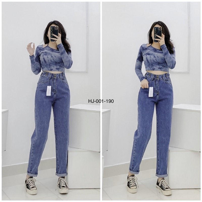 Quần Baggy Jean Nữ Hack Dáng HJ-001| Cạp Cao | Vải Jean Wash Xịn | GinHouse Shop
