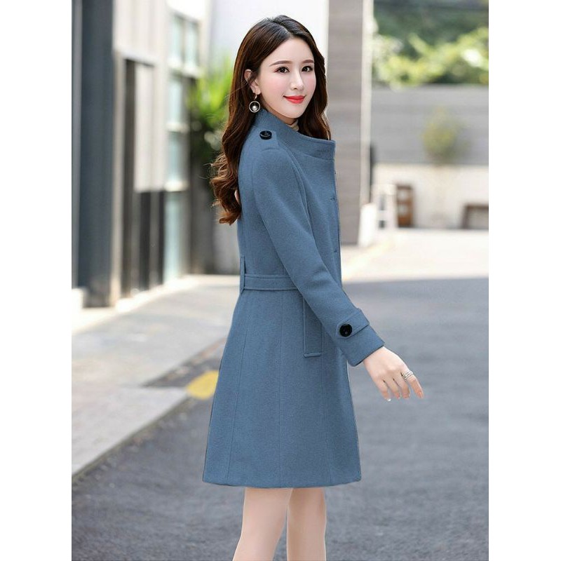 Hàng nhập - Áo khoác dạ cổ trụ đính nút độc đáo, áo dạ manto sang trọng