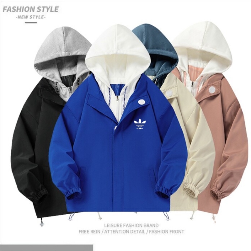 Adidas Áo Khoác thể thao nam nữ form rộng Bóng Chày Có Nón Dáng Rộng Màu Xanh Dương Phong Cách Đường Phố Mới 2022 áo khoác dù windbreaker