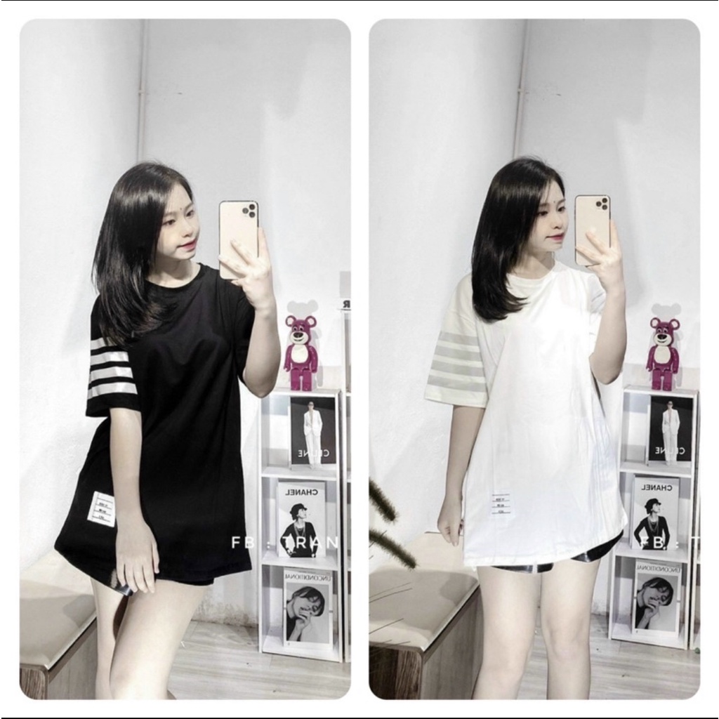 Áo phông thom nữ vạch tay viền ngang, Áo  polo nữ from rộng vạch tay kẻ sọc tay lỡ Chất Cotton Siêu Xinh