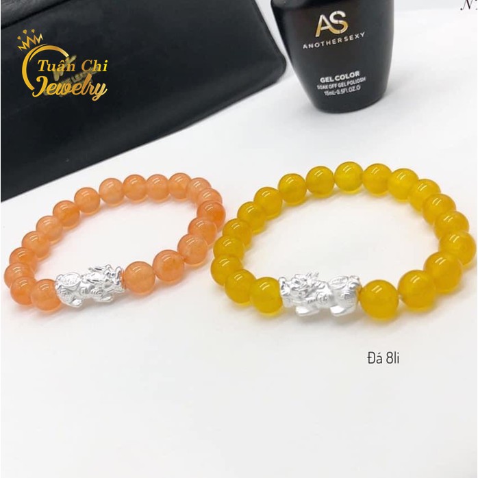 Lắc Tay Bạc BIG SALE Vòng Tay Đá Phong Thủy Đủ Màu Theo Mệnh Kết Hợp Tỳ Hưu Tài Lộc, May Mắn