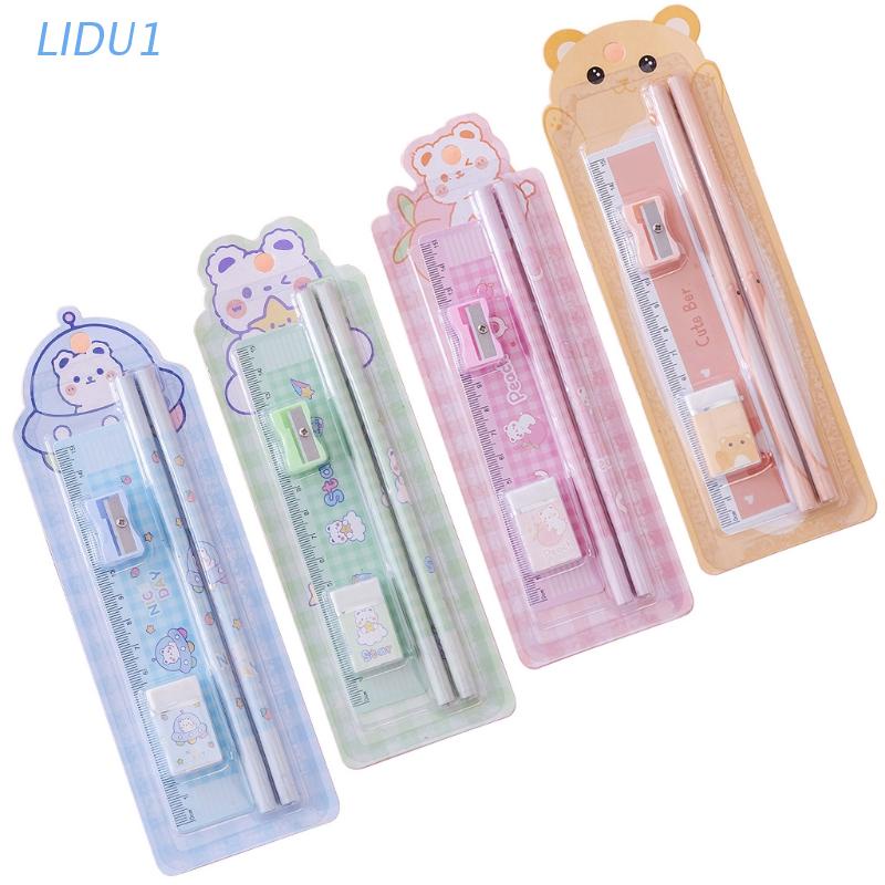 1 Bộ 5 Dụng Cụ Học Tập Họa Tiết Hoạt Hình Nhiều Màu Sắc Dành Cho Học Sinh Trường Học