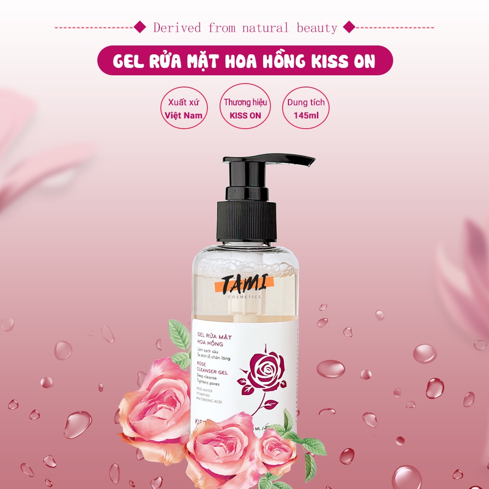 Gel rửa mặt hoa hồng KISS ON sạch sâu, cấp ẩm, thu nhỏ lỗ chân lông sữa rửa mặt Kisson 145ml TM-KI-GEL01