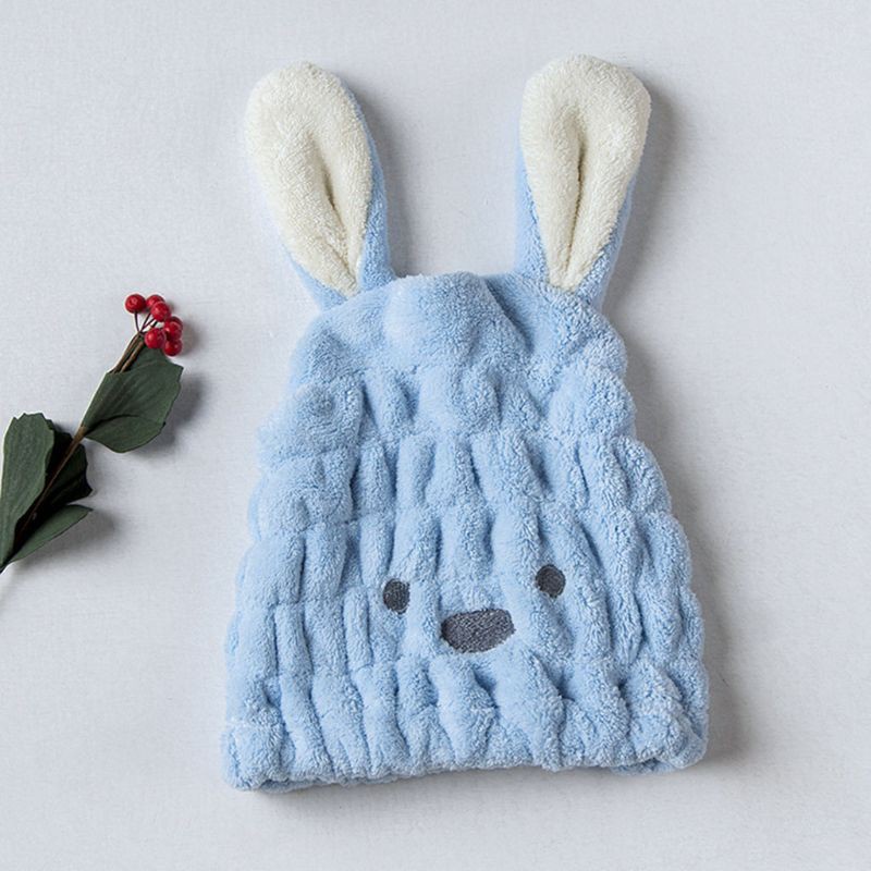 HO Cute Long Ear Rabbit Dry Hair Cap Shower Bath Towel Strong Absorbing Drying Ultra-Soft Hat Turban