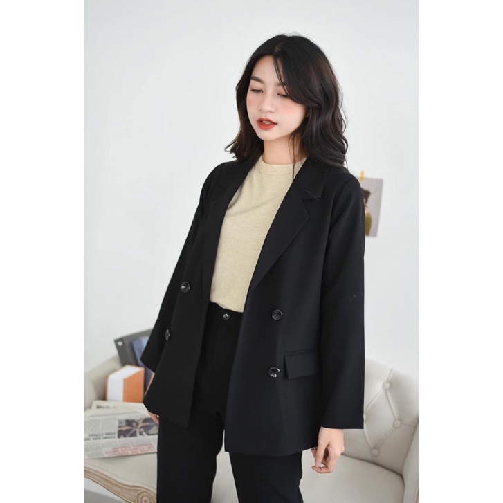 Áo blazer 4 khuy đen
