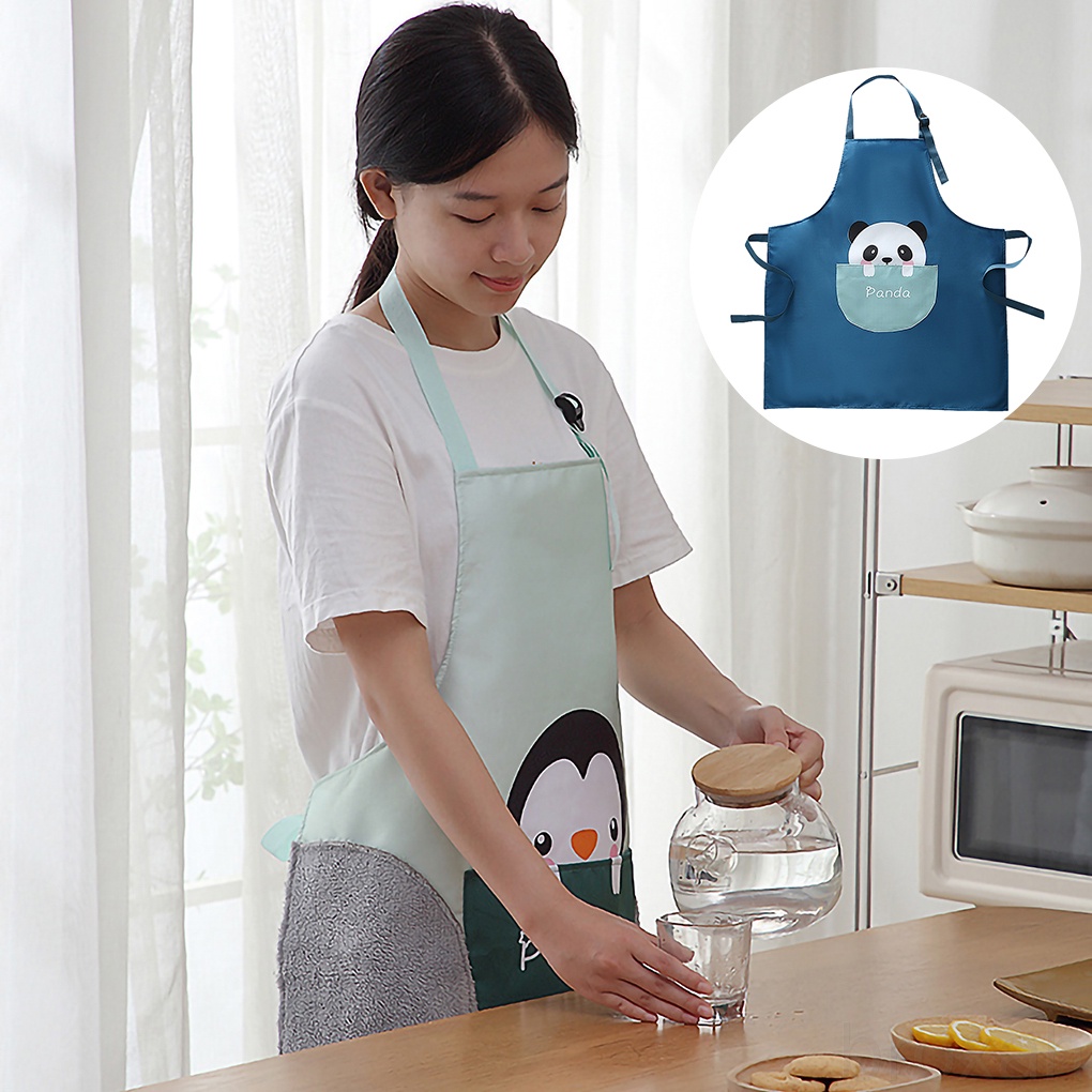 Tạp Dề Chống Thấm Nước Có Túi In Hình Động Vật Hoạt Hình Dễ Thương