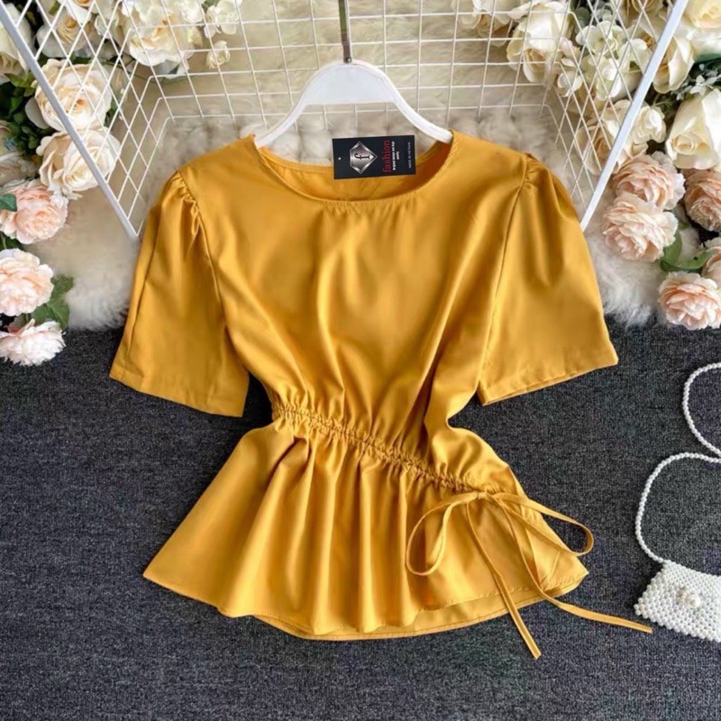 Áo Peplum Tay Con Rút Dây Xéo BigSize 65-85Kg [Hình Thật Chính Chủ]