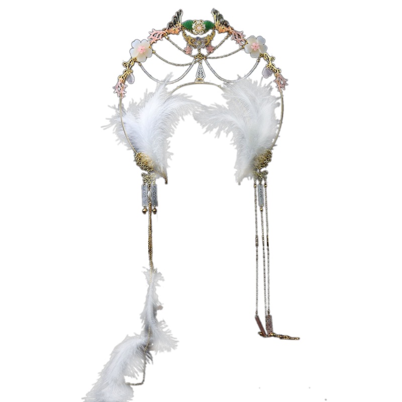Cài Tóc Hình Vương Miện Đính Lông Vũ Phong Cách Lolita Vintage