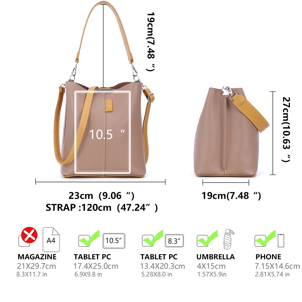 Túi đeo chéo DAVID JONES da pu cỡ lớn màu trơn thời trang cho nữ