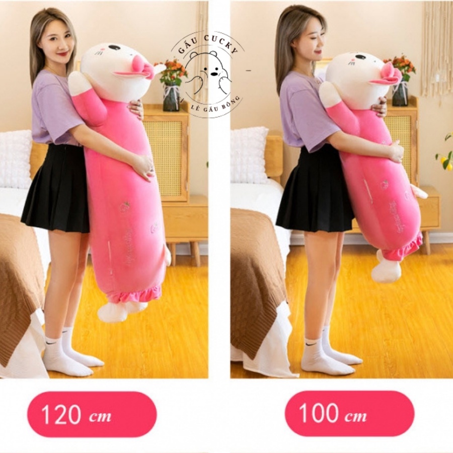 Gấu bông mèo Hello Kitty hồng nằm có nơ size 1m siêu dễ thương cho bé