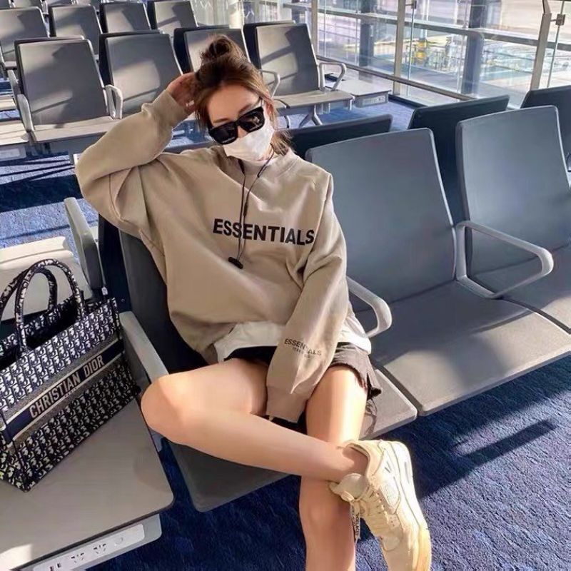 Áo Sweater nỉ Anne9x Store/ Áo Nỉ phối Tay In ESSENTIALS form Unisex phong cách Ulzzang Freesize | BigBuy360 - bigbuy360.vn