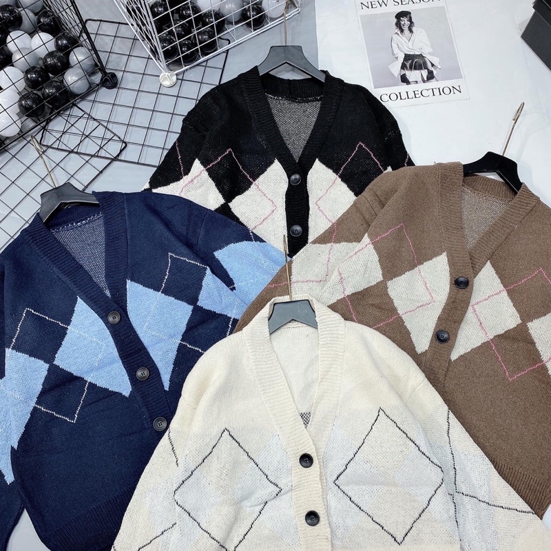 Khoác len cadigan trán/ cadigan hình học