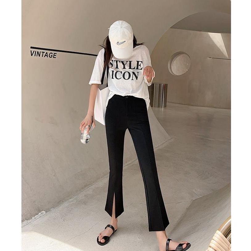 Quần Ống Rộng Lưng Cao Màu Đen Size Lớn 54456 Thời Trang Cho Nữ