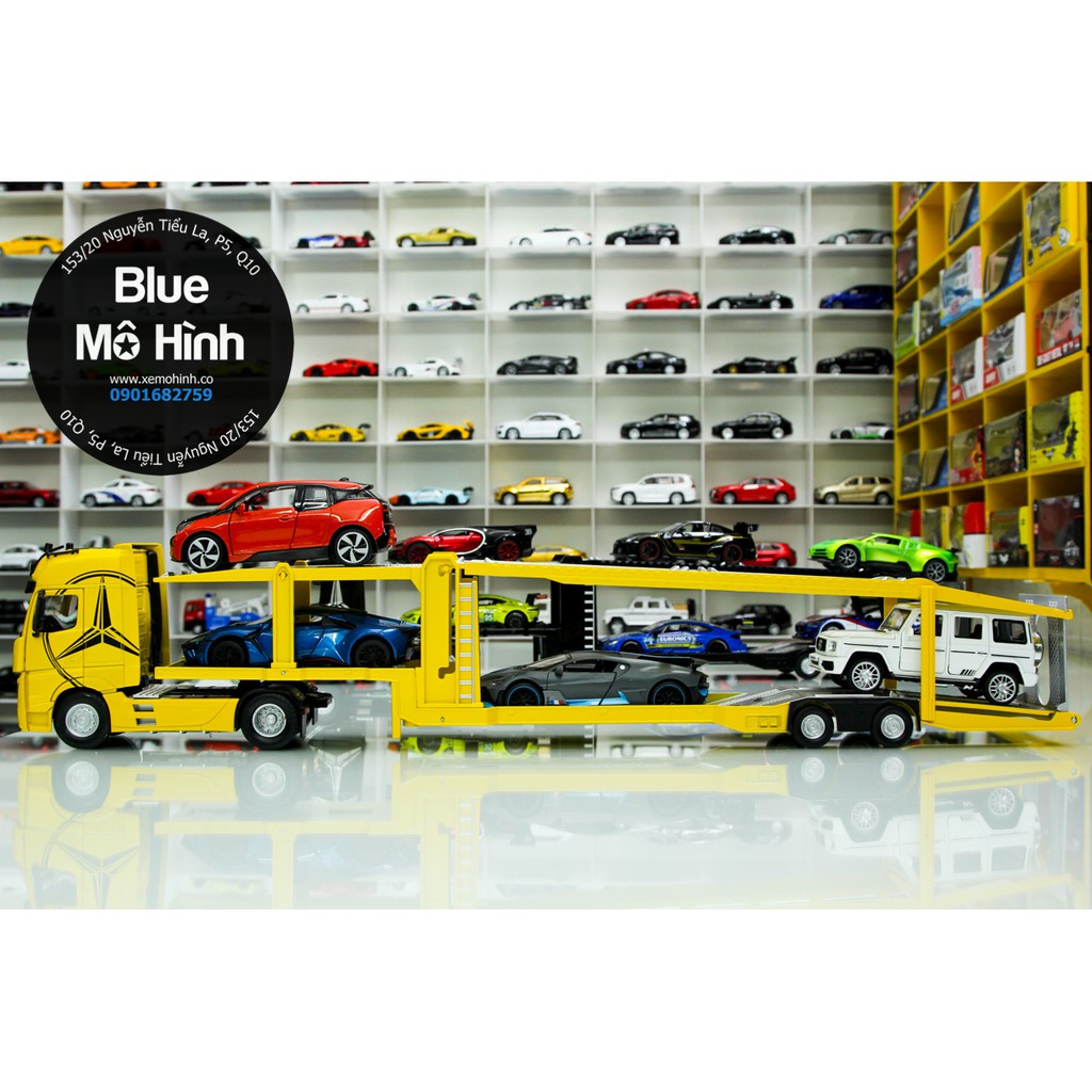 Xe mô hình đầu kéo container xe tải chở xe Mercedes 1:32