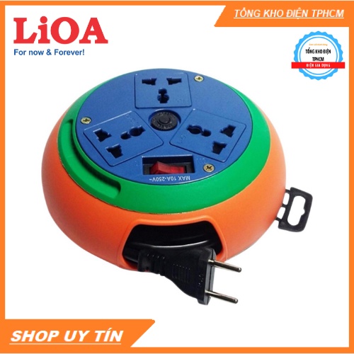 Ổ cắm kéo dài quay tay LiOA 3 ổ cắm, Ổ cắm kiểu đĩa bay dây dài 3m/5m/10m 10A