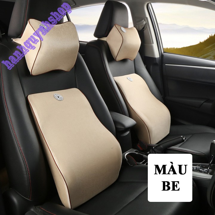 Combo tựa đầu và tựa lưng cao su non cao cấp dành cho  Ô Tô xe hơi