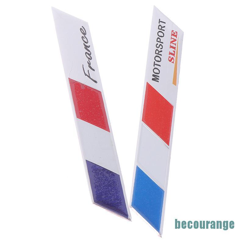 [becourange]1Pc French flag logo emblem alloy badge car motorcycle decor stickers