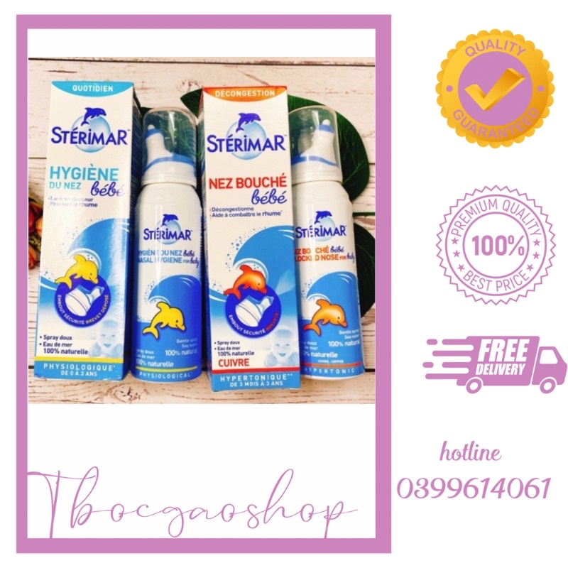 Xịt mũi muối biển cá heo Sterima màu vàng và màu cam 100ml hỗ trợ hệ hô hấp của bé luôn mạnh khoẻ