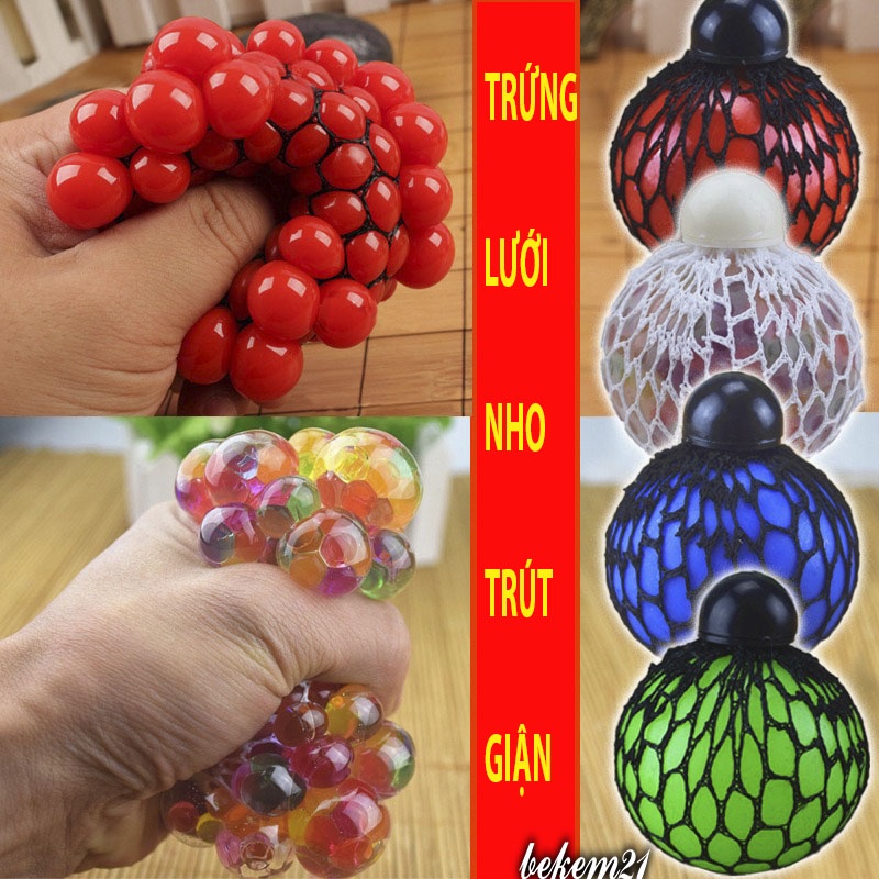 Trứng Lưới Slime Nho Trút Giận, Quả Bóng Lưới Slime Gudetama Squishy Mochi 6.5CM