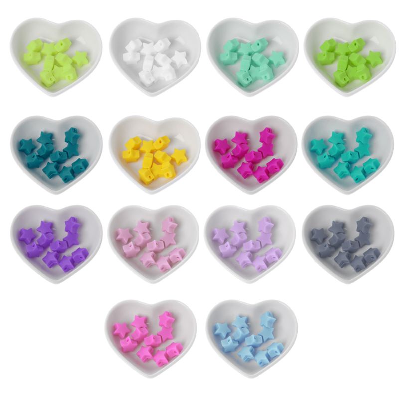 Bộ 10 Hạt Silicone Cấp Thực Phẩm 15mm Cho Bé Ngậm Mọc Răng