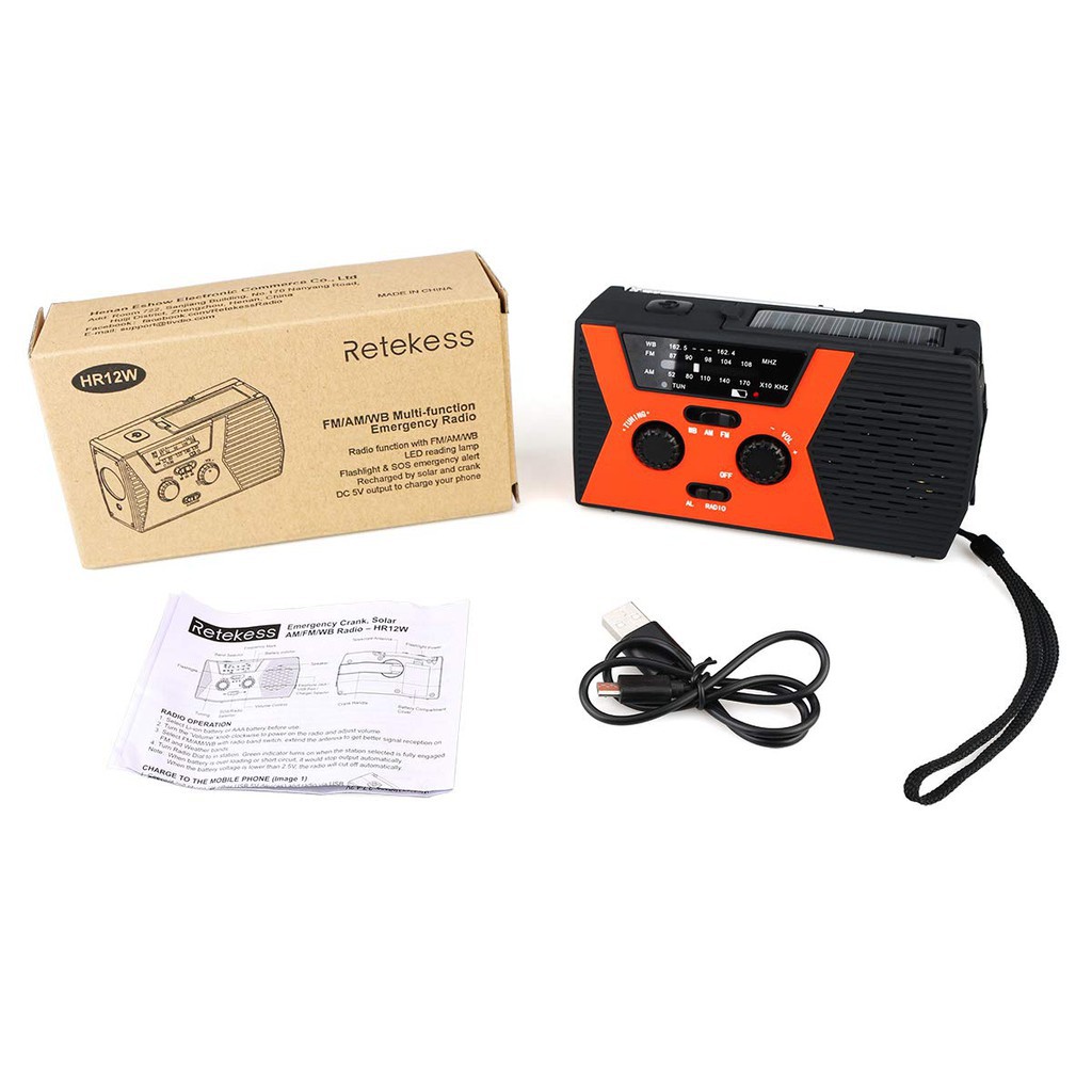 Pin Sạc Dự Phòng Retekess HR12W AM FM NOAA 2000mAh Có Đèn LED Cho Điện Thoại