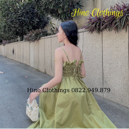Đầm maxi hai dây bo chun ở ngực, váy 2S maxi dáng dài cho nữ H002