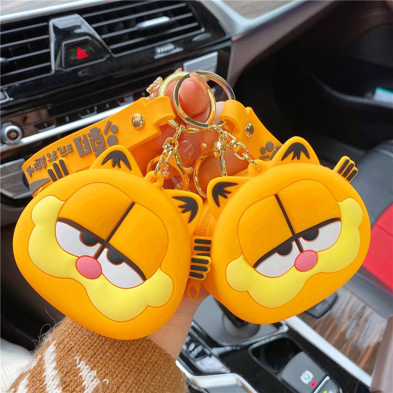 Ví Đựng Tiền Xu / Tai Nghe Bằng Silicon Hình Mèo Garfield Hoạt Hình Mini