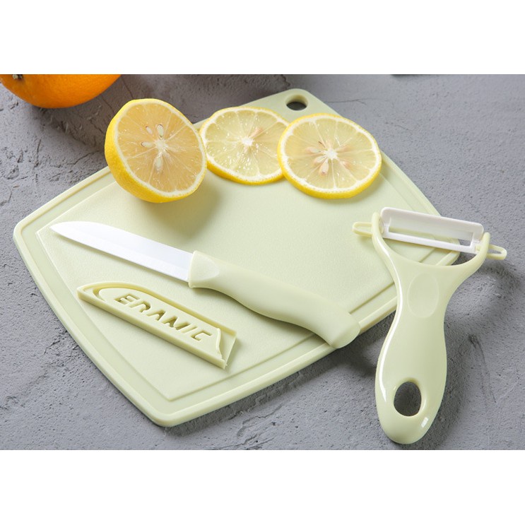 Bộ Dao Thớt Kèm Nạo Phủ Ceramic Chế Biến Đồ Ăn Dặm Cho Bé