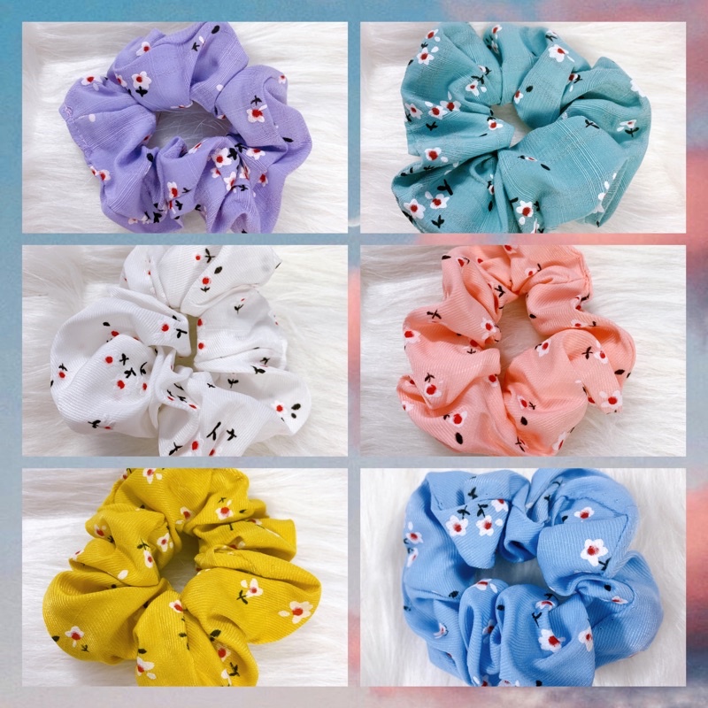 [Handmade] Scrunchies cột tóc buộc tóc họa tiết hoa anh đào nhí dễ thương nhiều màu