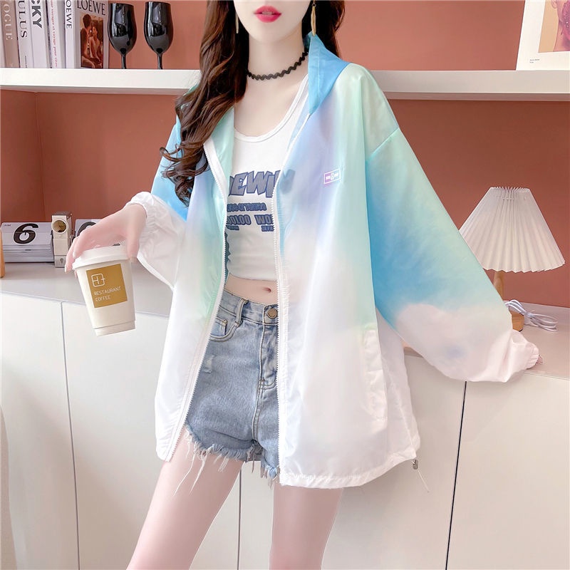 Áo Khoác Cardigan Mỏng Chống Nắng Màu Sắc Gradient Thời Trang Mùa Hè Cho Nữ Có Size Lớn