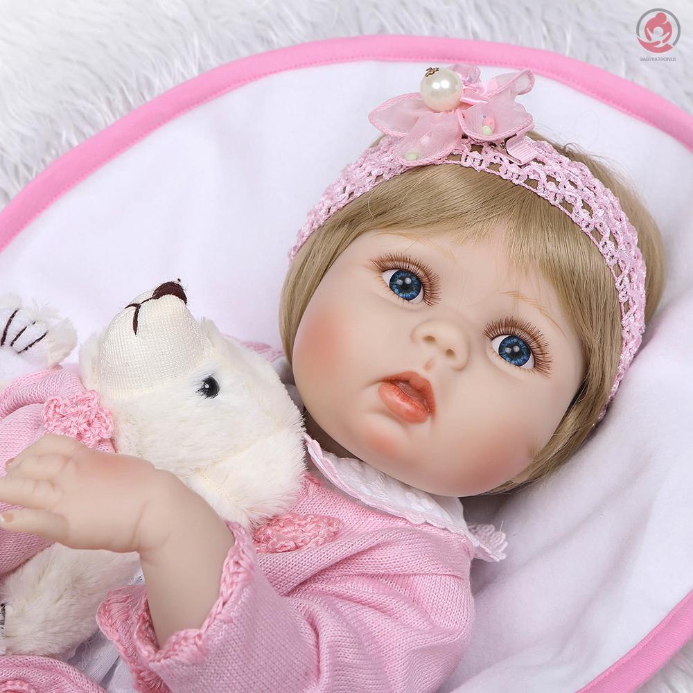 BAG Reborn Baby Girl Doll 22 inch Soft Full Silicone Vinyl Body Lifelike Toddler Doll Play House Bath Toy Gift for ages 3+ With Pink  Sweater Plush Toys